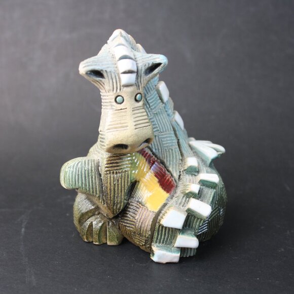 Artesania Rinconada Dragon Art Pottery Uruguay Folk Art Handcarved Handpainted - Picture 2 of 6